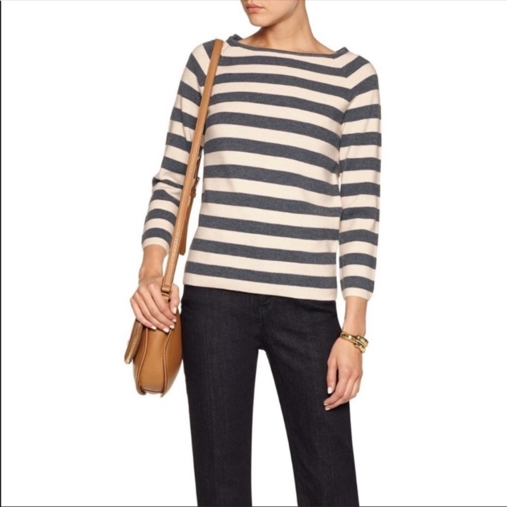Tory Burch Wool Blended Striped Sweater